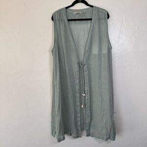 Soft Surroundings Linen Sleeveless Beach Cover Duster
